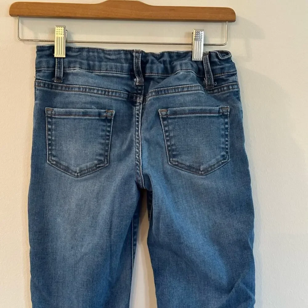 Art Class Flare Jeans Sz 12 Medium Wash Adjustable Waist Tabs Girls Jeans